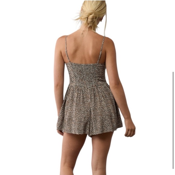 NWT AE | Romper Leopard Print Ruched Bodice Corset - Picture 3 of 5